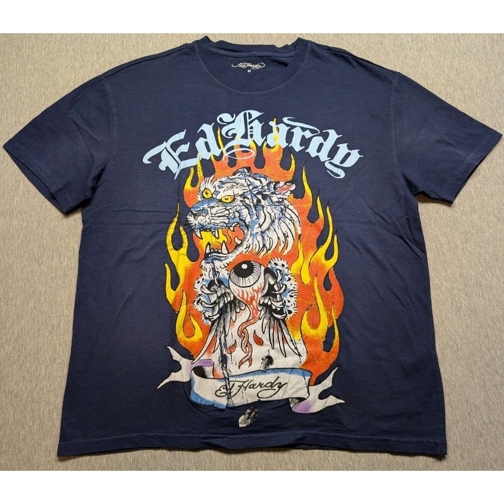 Ed Hardy Sunfade Navy Tiger Men’s Size Medium Short Sleeve T-shirt. NWT
